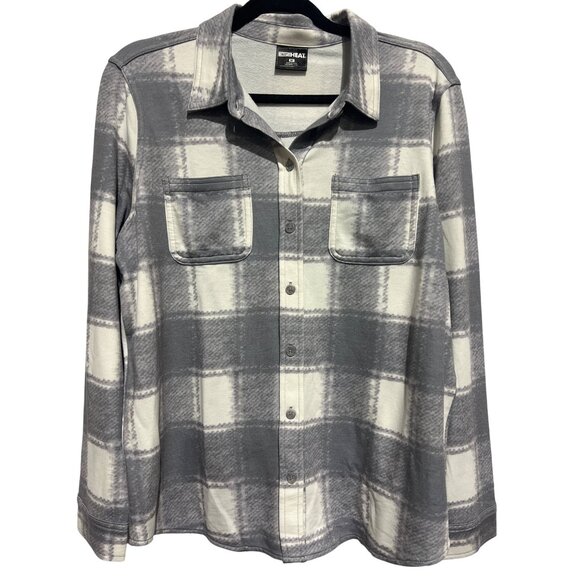 32°Heat Womens Plaid Button-Up Long Sleeve Shirt Size M Gray/White - Picture 5 of 5